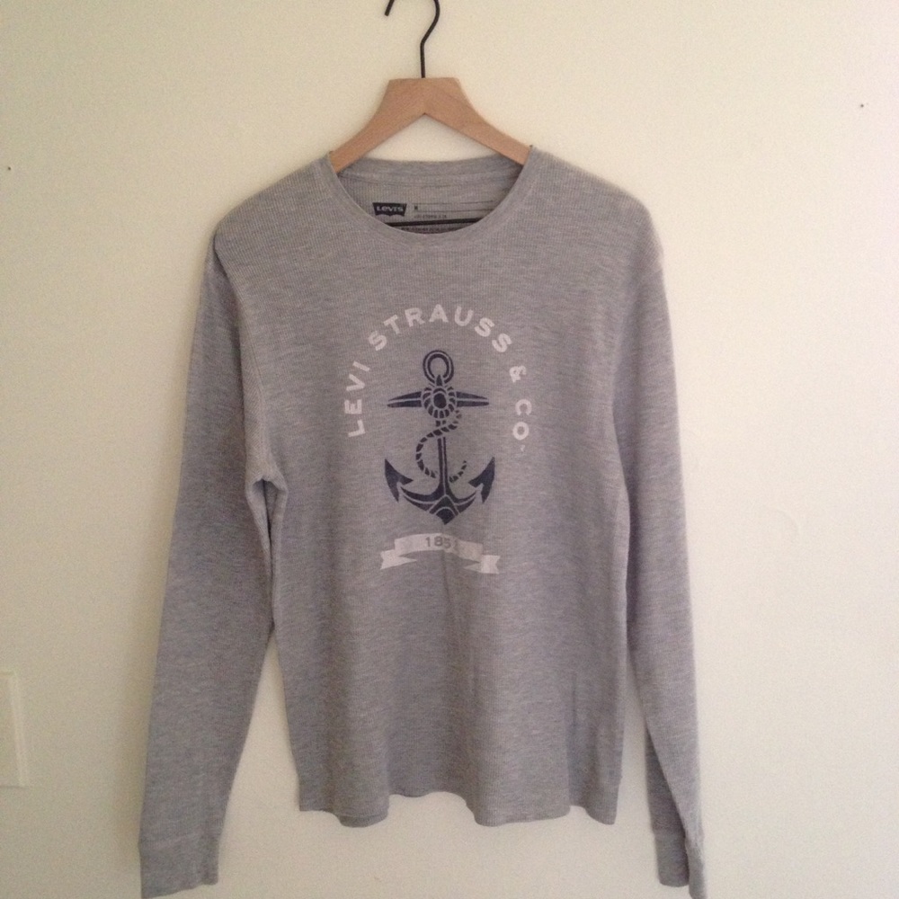 Levi's Gray Logo Thermal Long Sleeve Shirt Casual